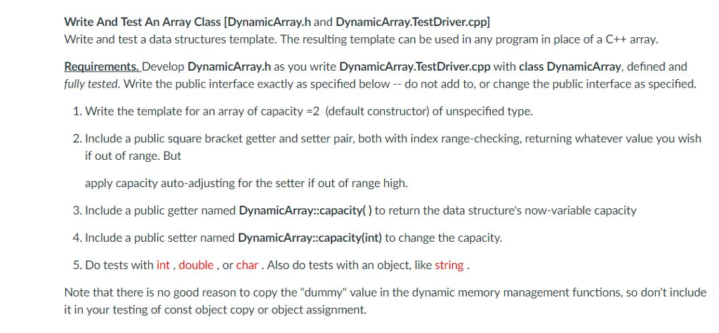 thank you so much. Write And Test An Array Class [DynamicArray.h and