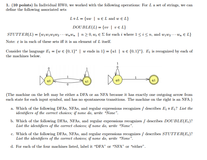 L ? L = {uw | u ? L and w ?