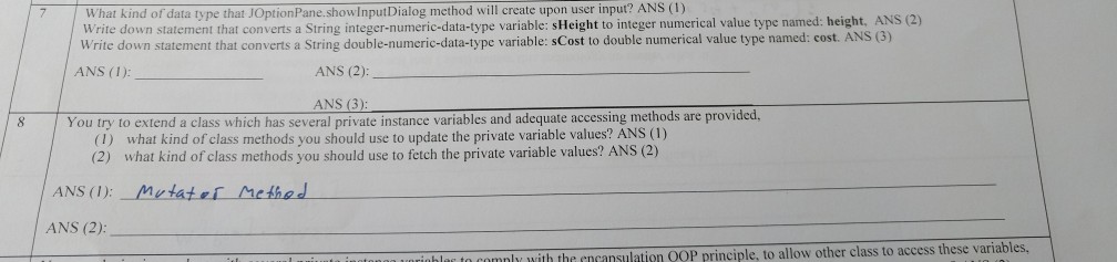 Java Question What kind ofdata type that JOptionPane.showInputDialog method will create upon