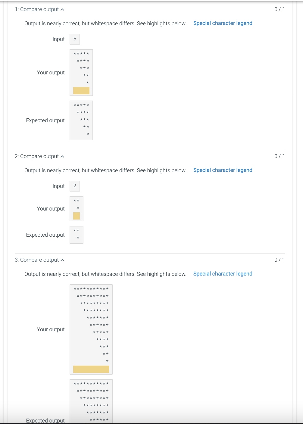 the output is wrong I get a extra line of space im