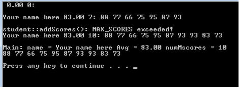 namespace std; #include "student.h" int main() { student s; s.print(); cout Need