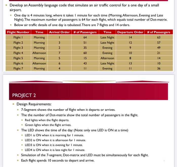  Develop an Assembly language code that simulate an air traffic control