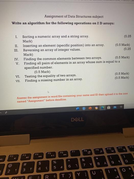  Assignment of Data Structures subject Write an algorithm for the following