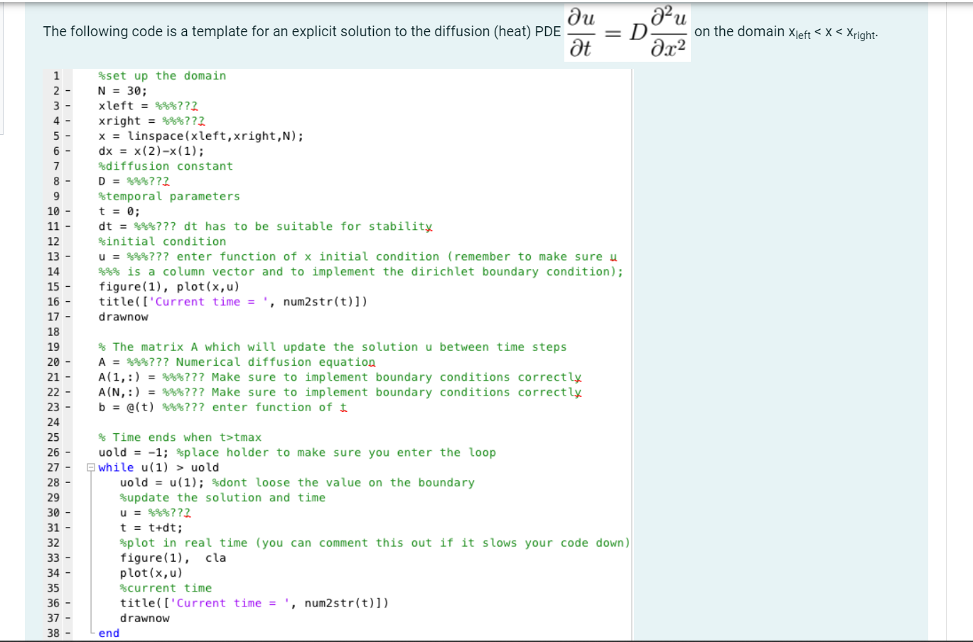  zu The following code is a template for an explicit solution