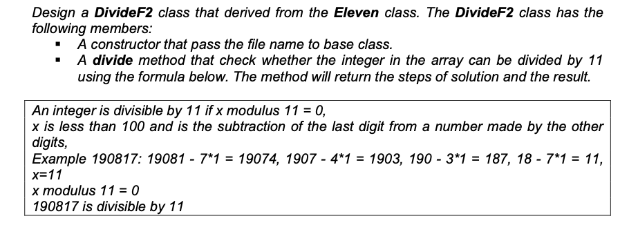 for the number eleven. Design an abstract class named Eleven that consists