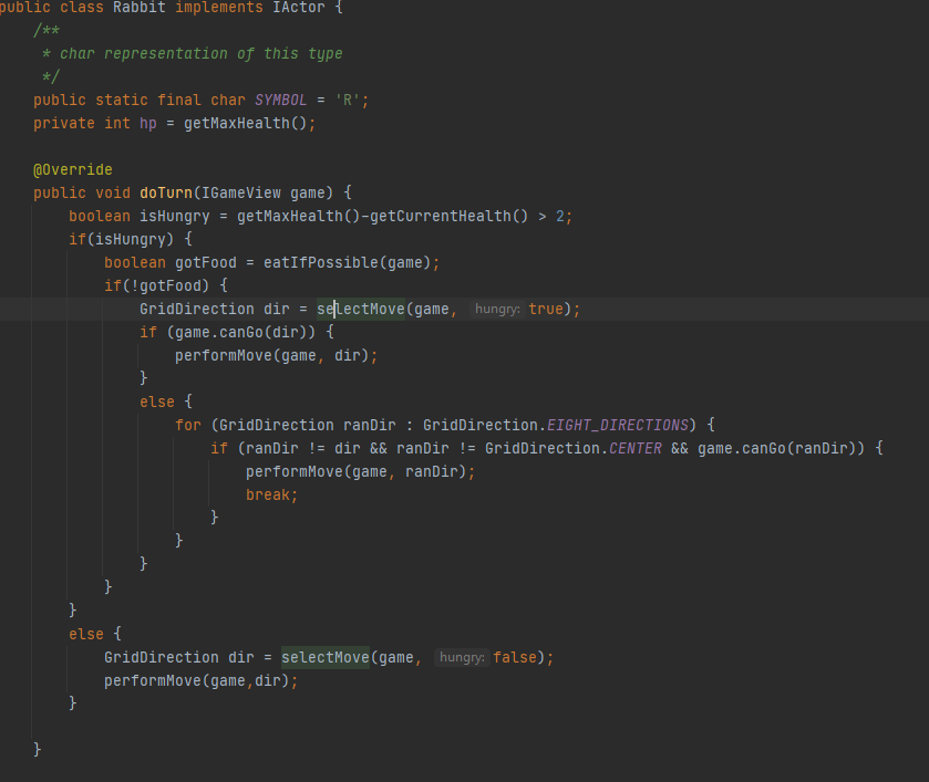  Look at Rabbit.java. How does Rabbit decide which way to go