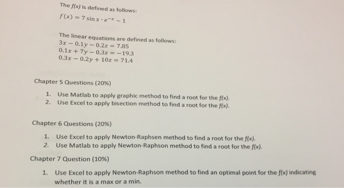  I need help answering chapter 7. The f(x) is defined as