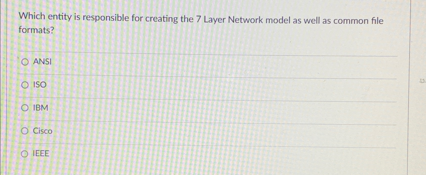  Which entity is responsible for creating the 7 Layer Network model