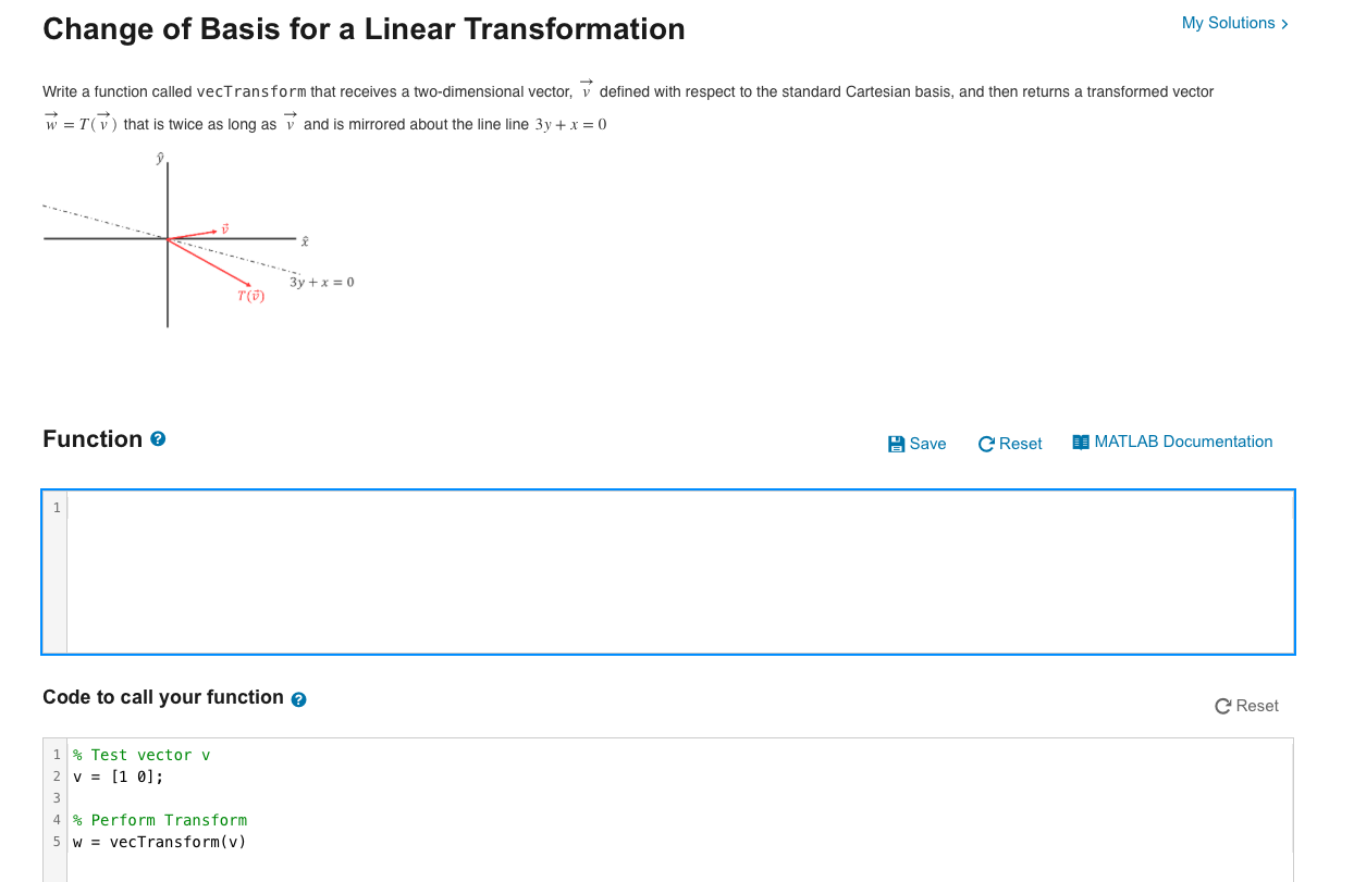  Please solve this problem in MATLAB code. Change of Basis for