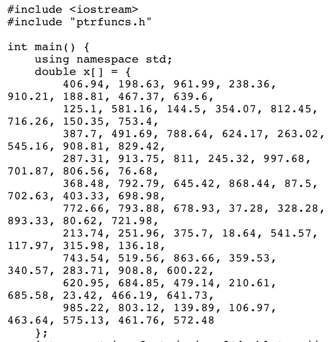 To test: Array x[ ] Results should look like this o void