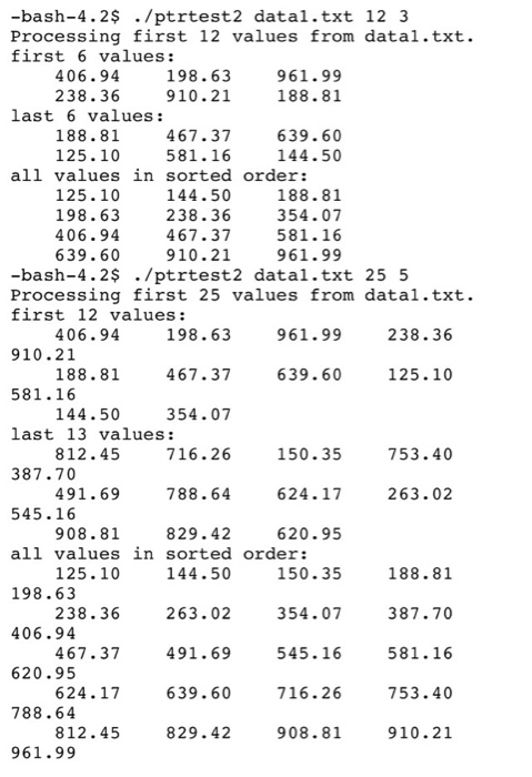 print Table (double *values, int n, int perRow) print the values as