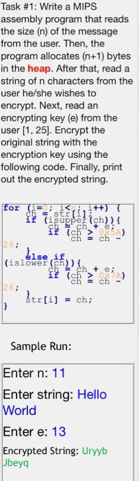  Task #1: Write a MIPS assembly program that reads the size