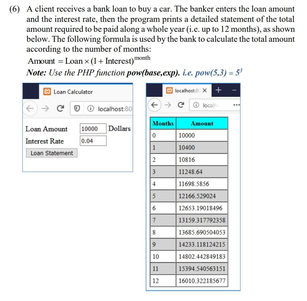 using netbeans via xxamp using loops solve the following solve in text