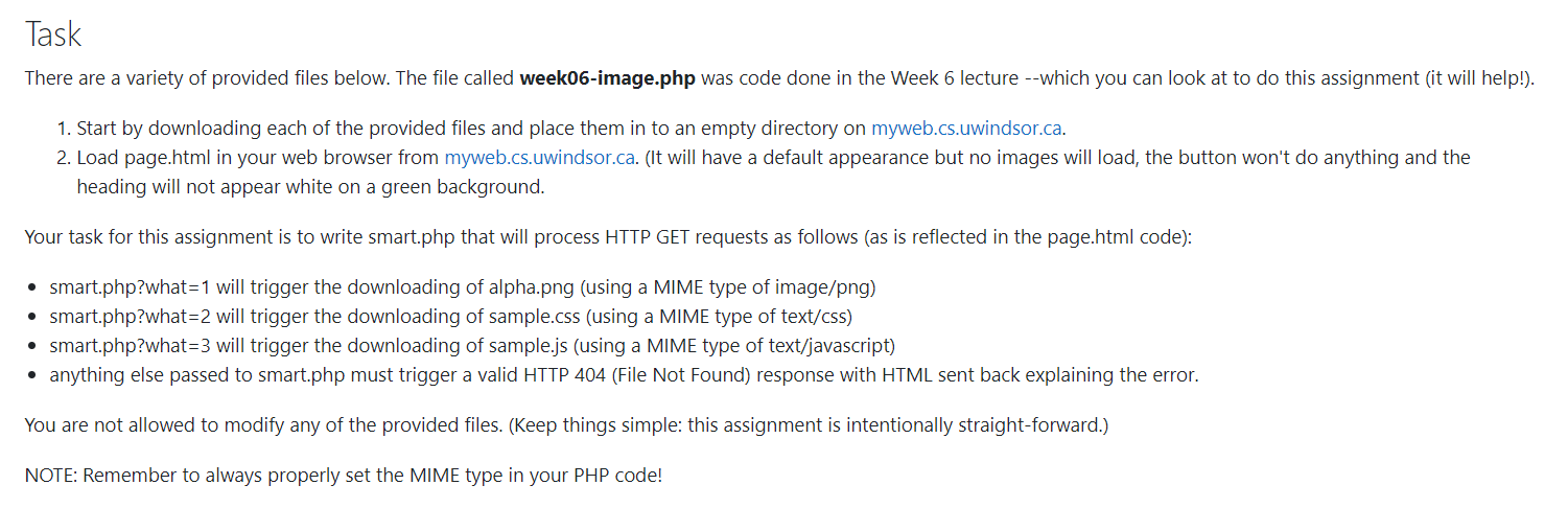 Please write a test.php file.. Task There are a variety of provided