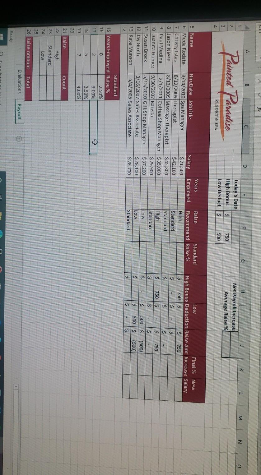 Step 0 1 Start Excel. Download and open the file Excel_BU02_Assessment 2_Raises.xlsx.