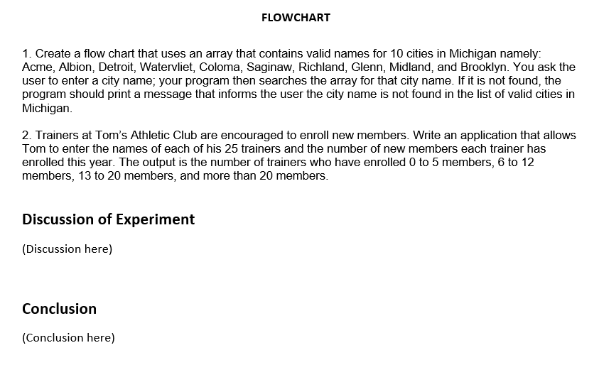 please create a clear flowchart for this thank you FLOWCHART 1. Create