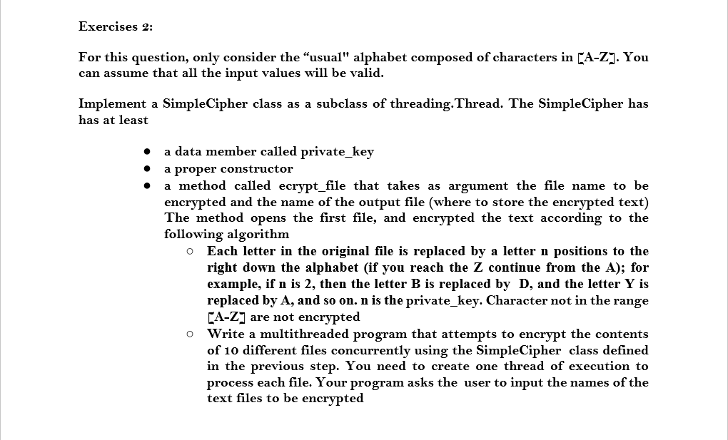  Creating Python3 exercise objectives: threads of executions for a multithreaded program