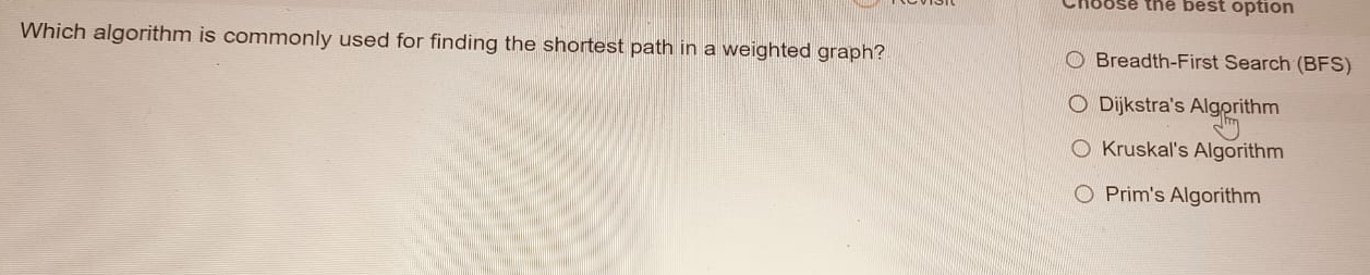  Which algorithm is commonly used for finding the shortest path in