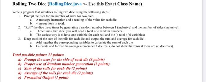  Rolling Two Dice (Rolling Dice.java