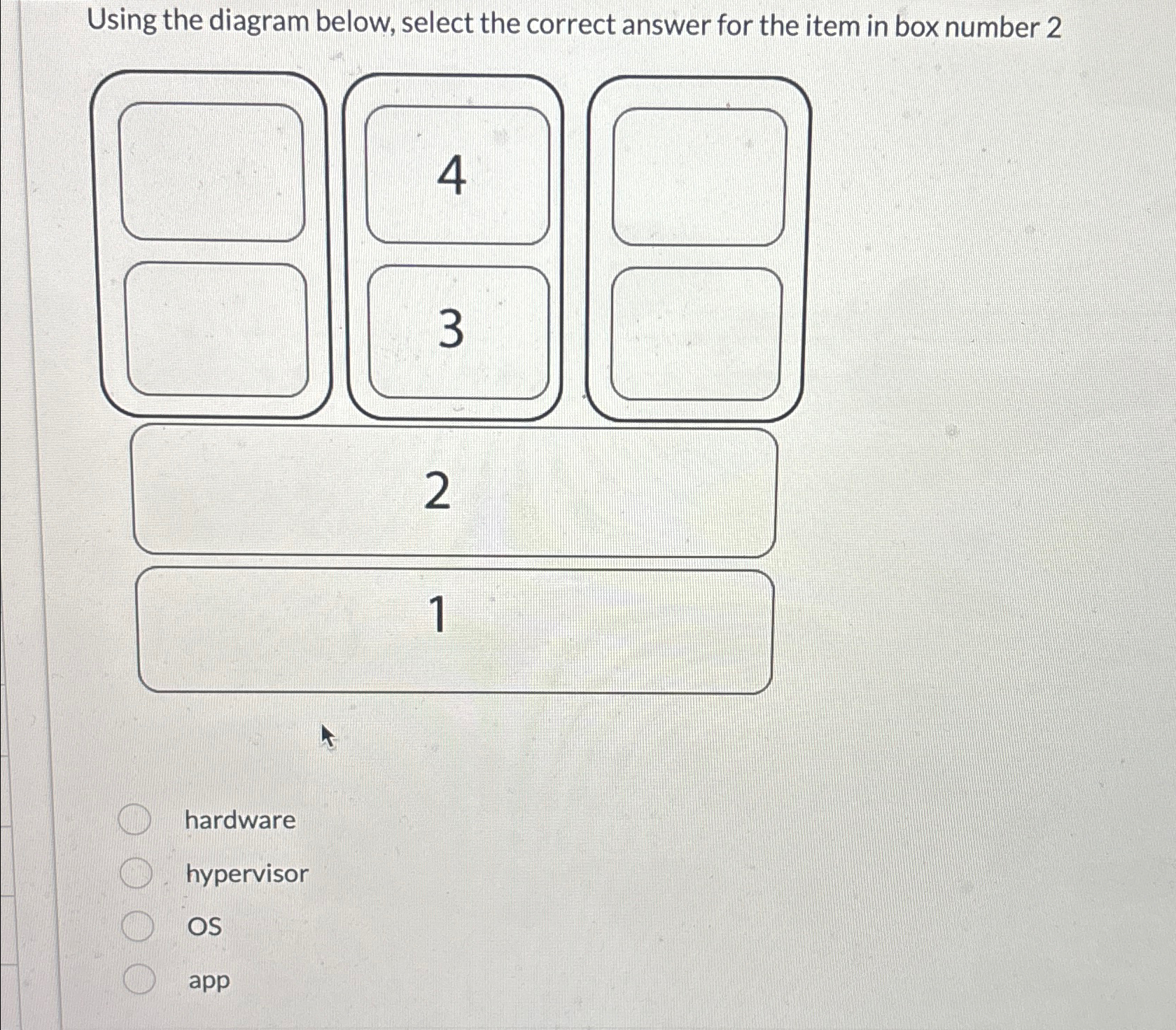  Using the diagram below, select the correct answer for the item