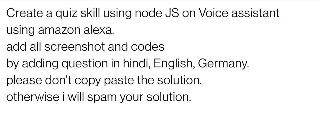 Create a quiz skill using node JS on Voice assistant using