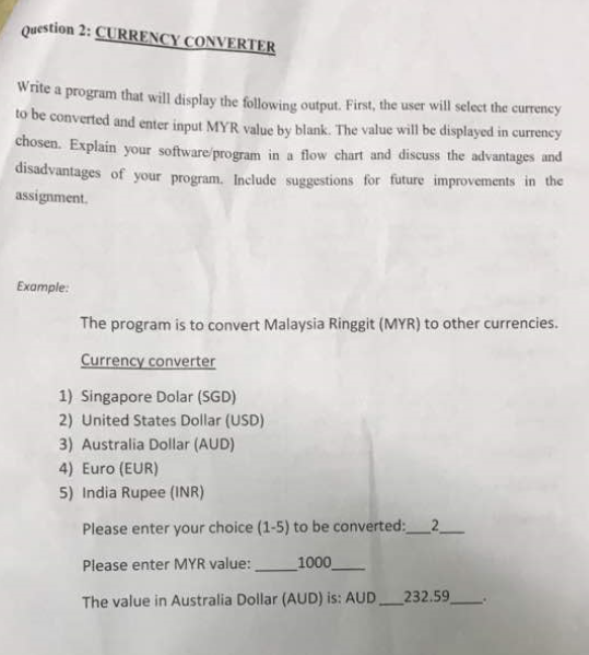  Write a program that will display the following output. First, the