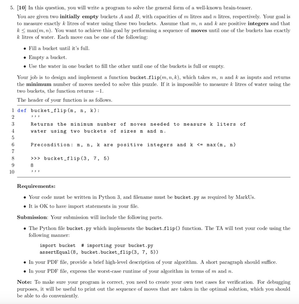  5. [10] In this question, you will write a program to