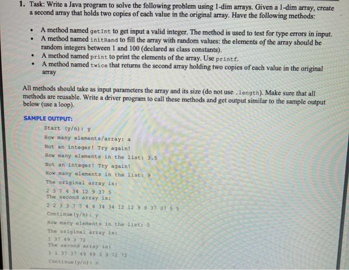 Java 1. Task: Write a Java program to solve the following problem