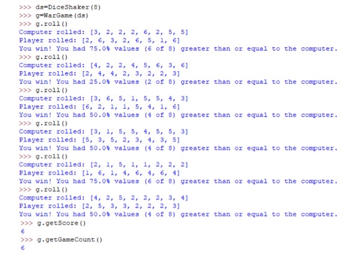 that takes a mandatory shaker as a parameter' pass def roll(self): 'main