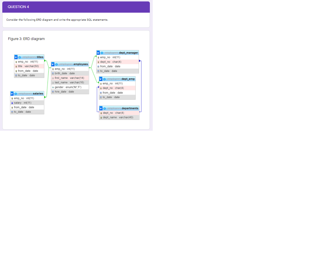 Type or paste question here a) Create dept_manager table with emp_no as