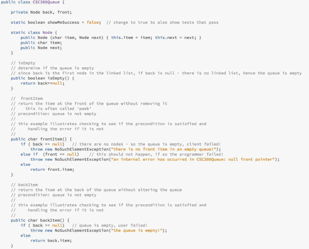 In java please complete TODO 2 public class CSC300Queue [ private Node