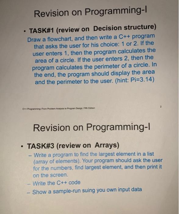  please):! Revision on Programming-1 TASK#1 (review on Decision structure) Draw a