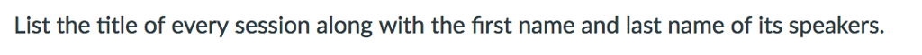 Sessions SessionID INTEGER PRIMARY KEY SessionTitle TEXT, RoomID TEXT Date REAL StartingTime