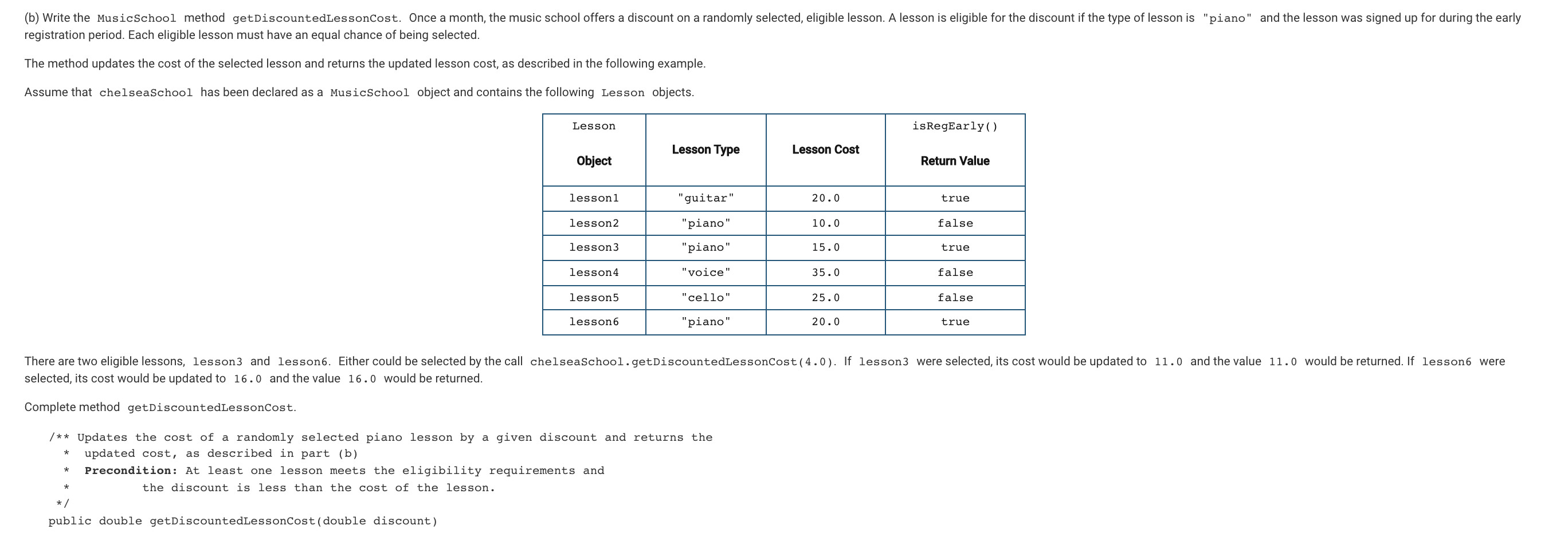 the question, assume that parameters in method calls are not null and