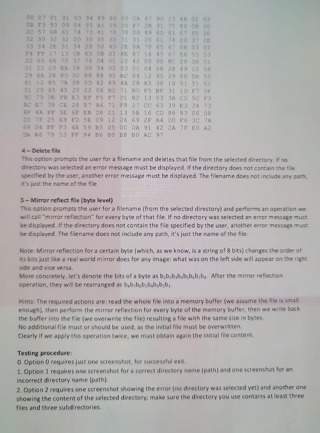 or C/Ct+ (the choice is yours) program for file/directory processing according to