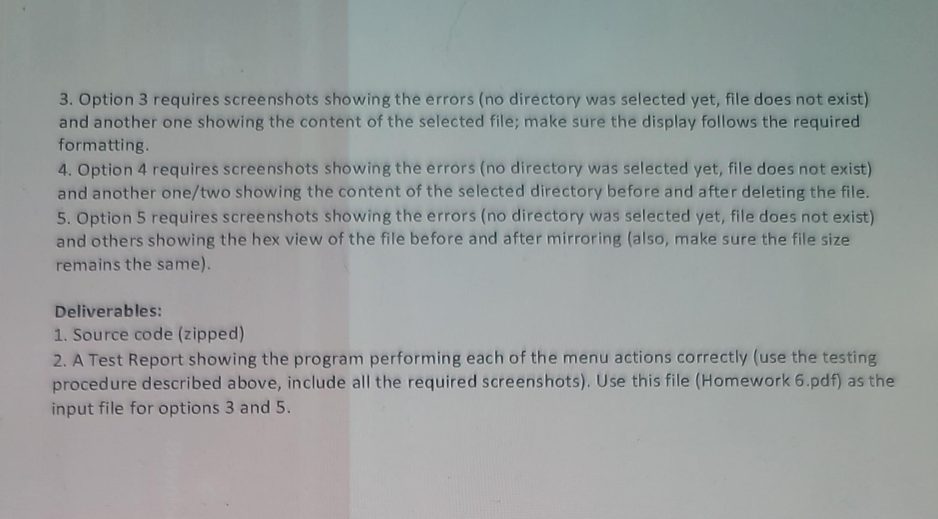 the following rules. The program requested for this homework must have a