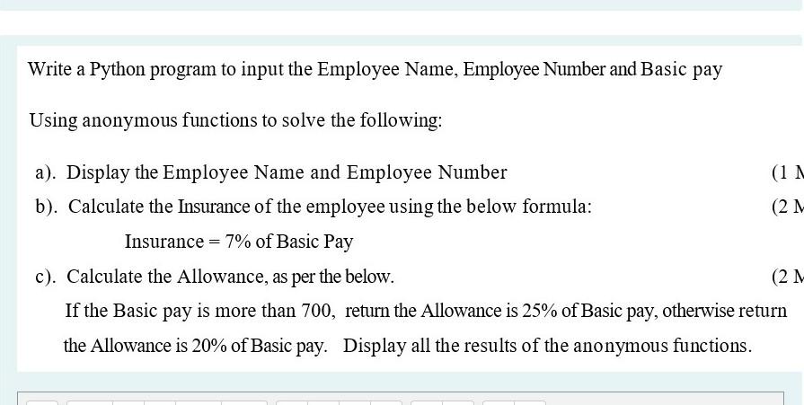  Write a Python program to input the Employee Name, Employee Number