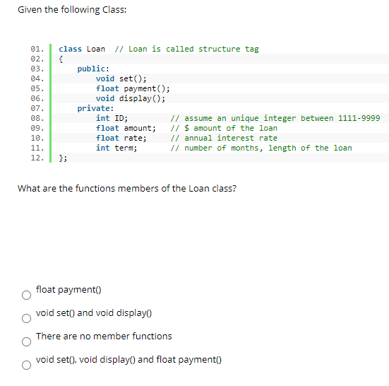 02. { 03. num; 04. int count; 05. float salary; 06. 07.