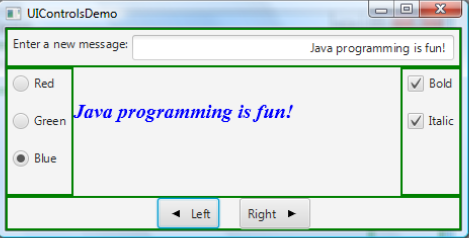 a program ( UIControlsDemo.java ) that uses a variety of JavaFX UI