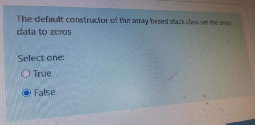  The default constructor of the array based stack class set the