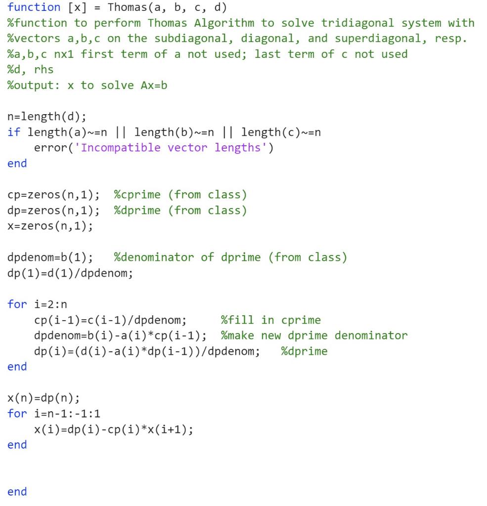 please use the provided code in Matlab to solve and explain the