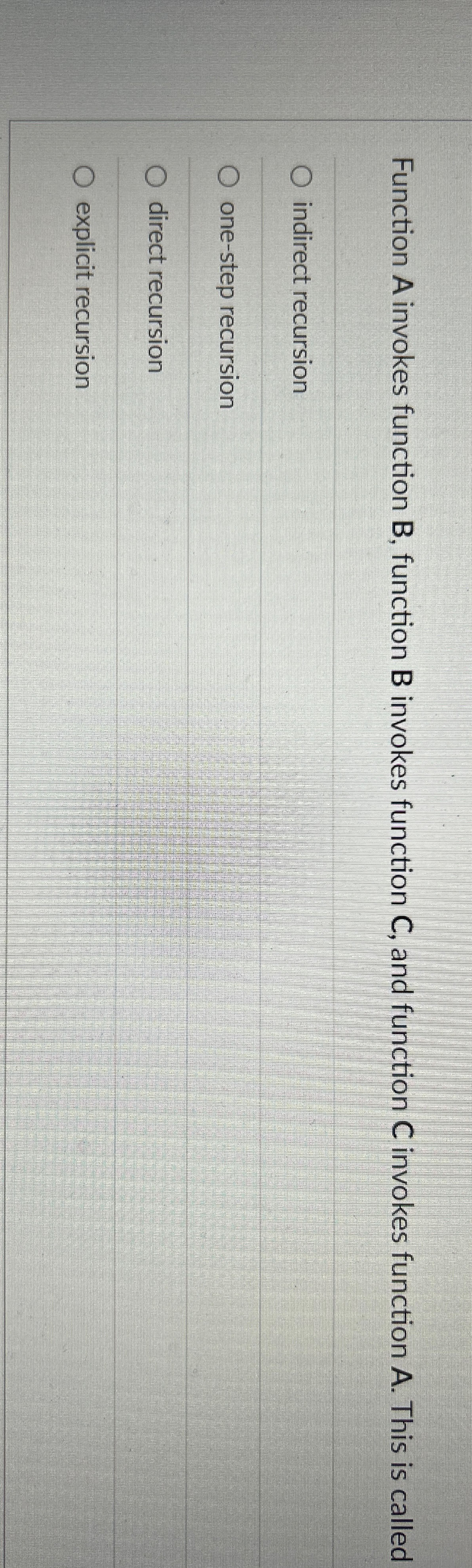  Function A invokes function B, function B invokes function C, and