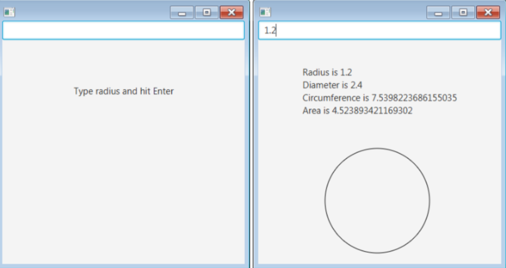 console application that prompts the user to enter the radius of a
