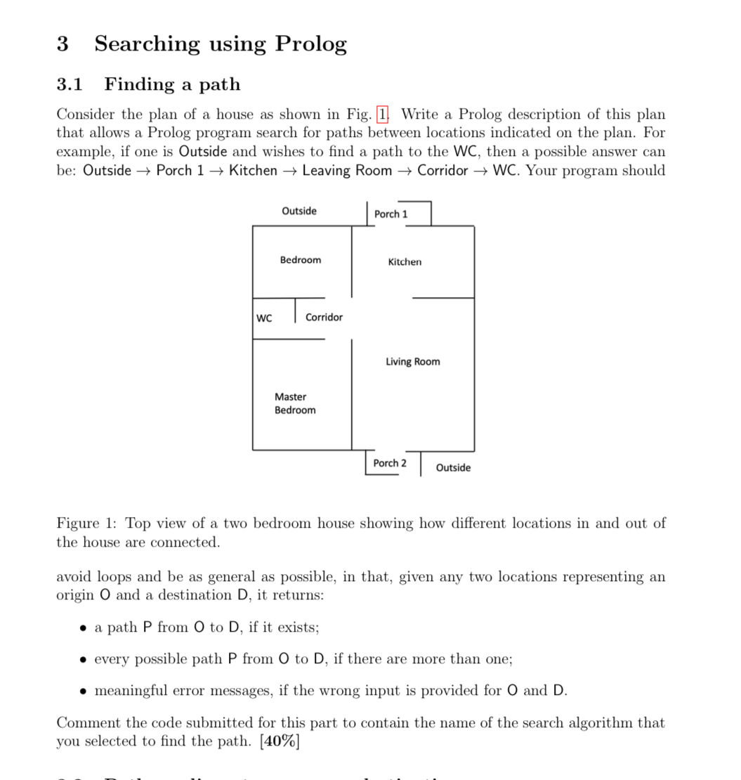  3 Searching using Prolog 3.1 Finding a path Consider the plan