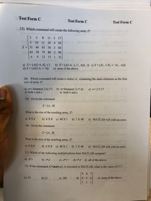  Test Form C Test Form C Test Form C 27) Which