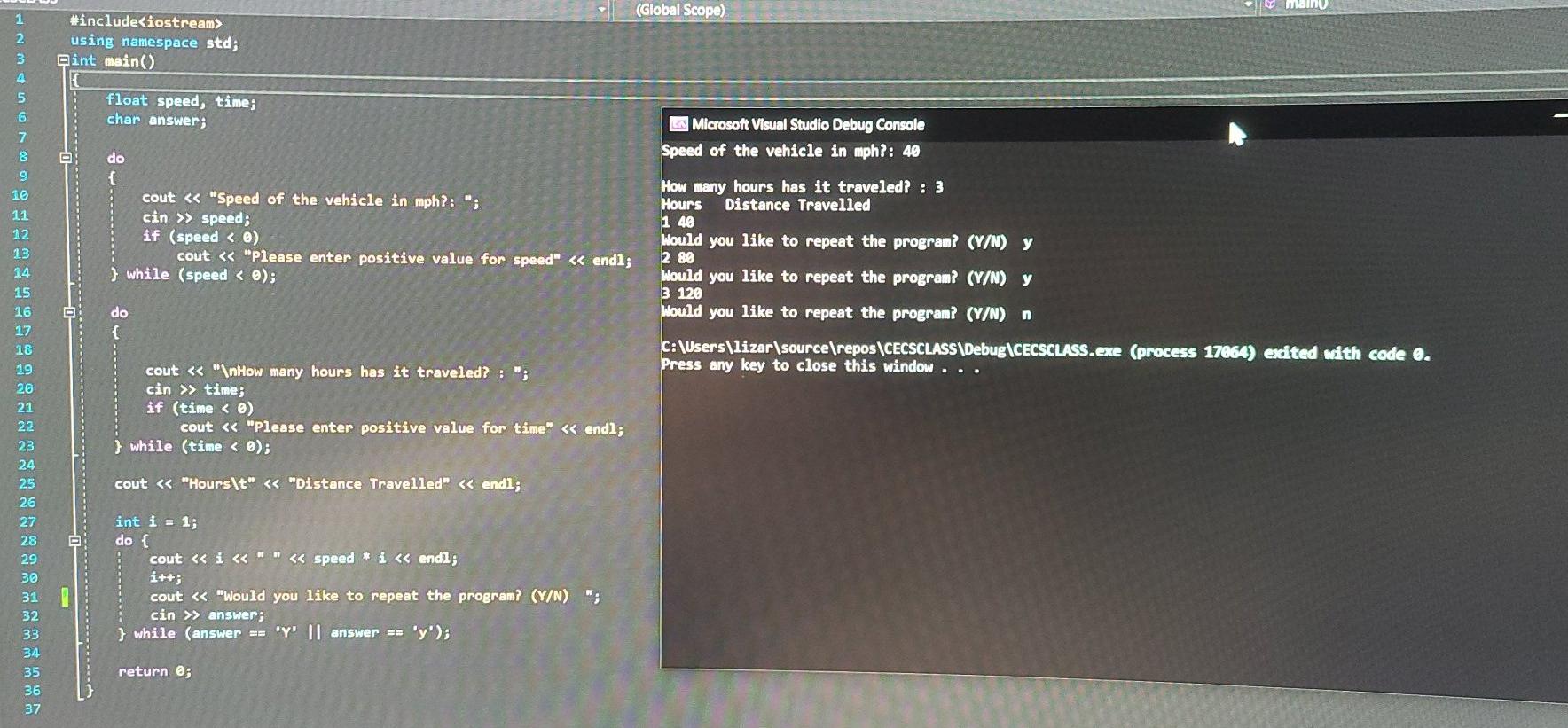Make a flowchart and execution table of the following code with the