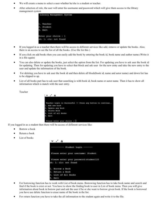 please write it by c programming only We will create a menu