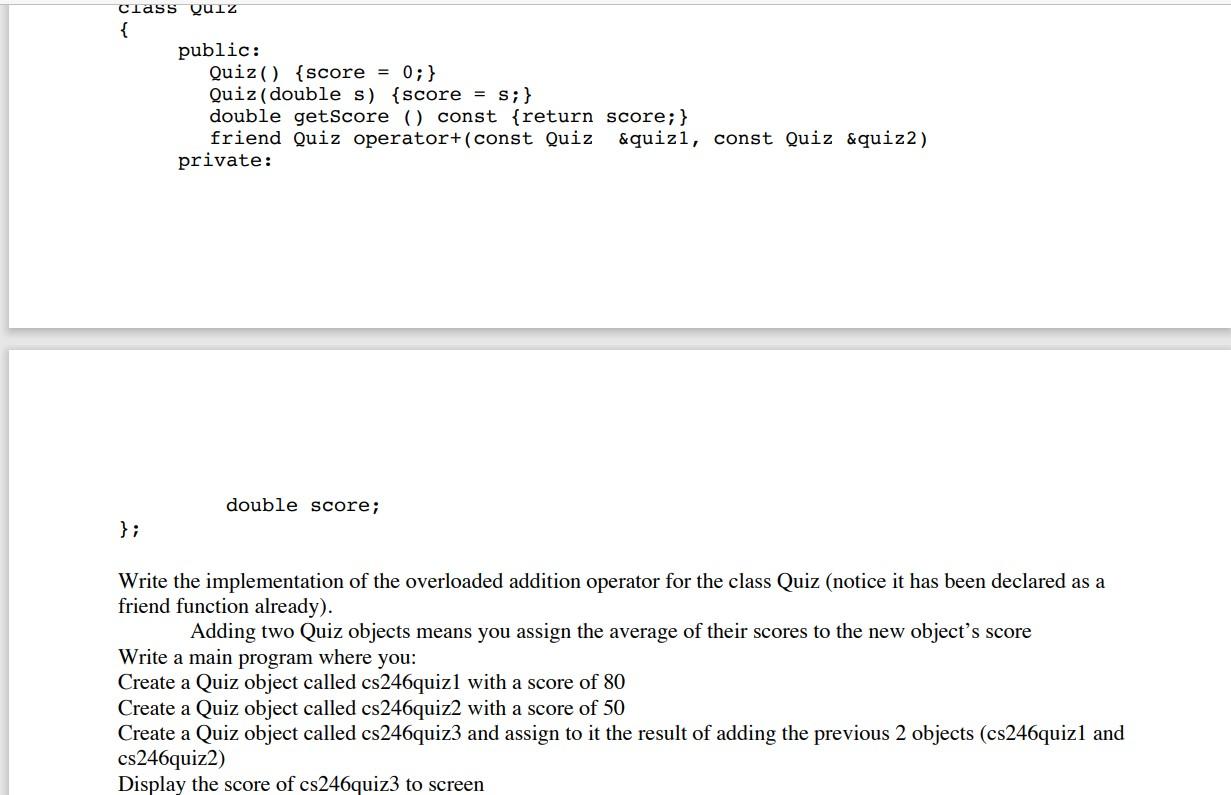 non-member function to access the class's private members A member function that