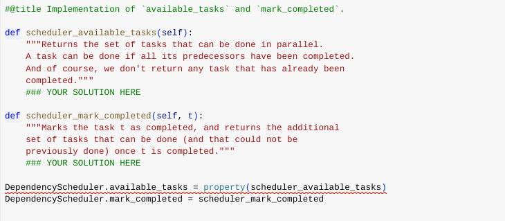  Implementation of available_tasks and mark_completed. 