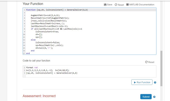 Get Solution to calculate the general solution Ax-b for a linear set